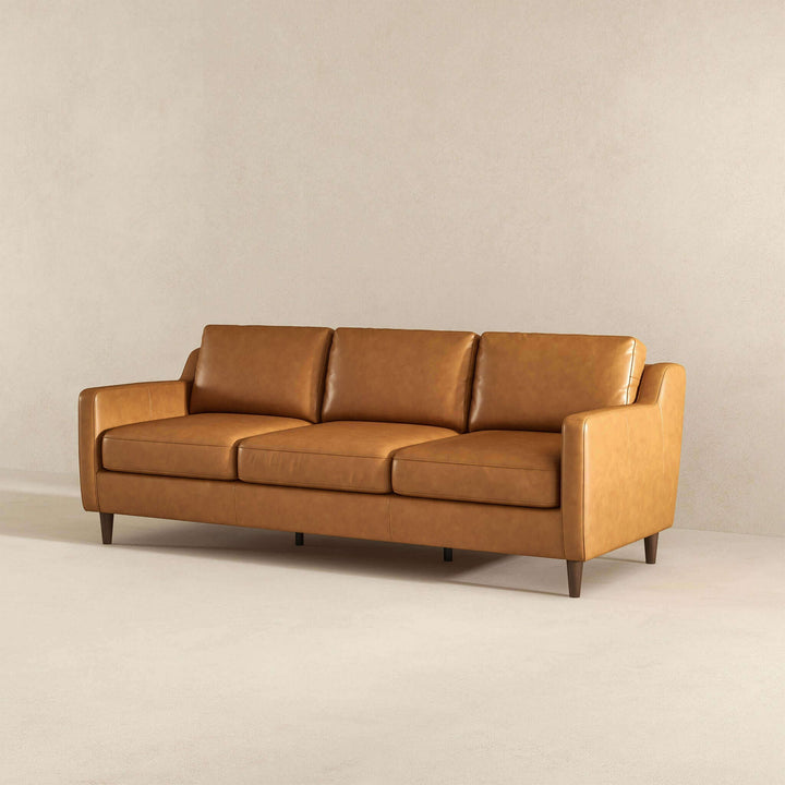 The Cooper Mid Century Modern Tan Leather Sofa Era and Style Inspired Home Décor 4