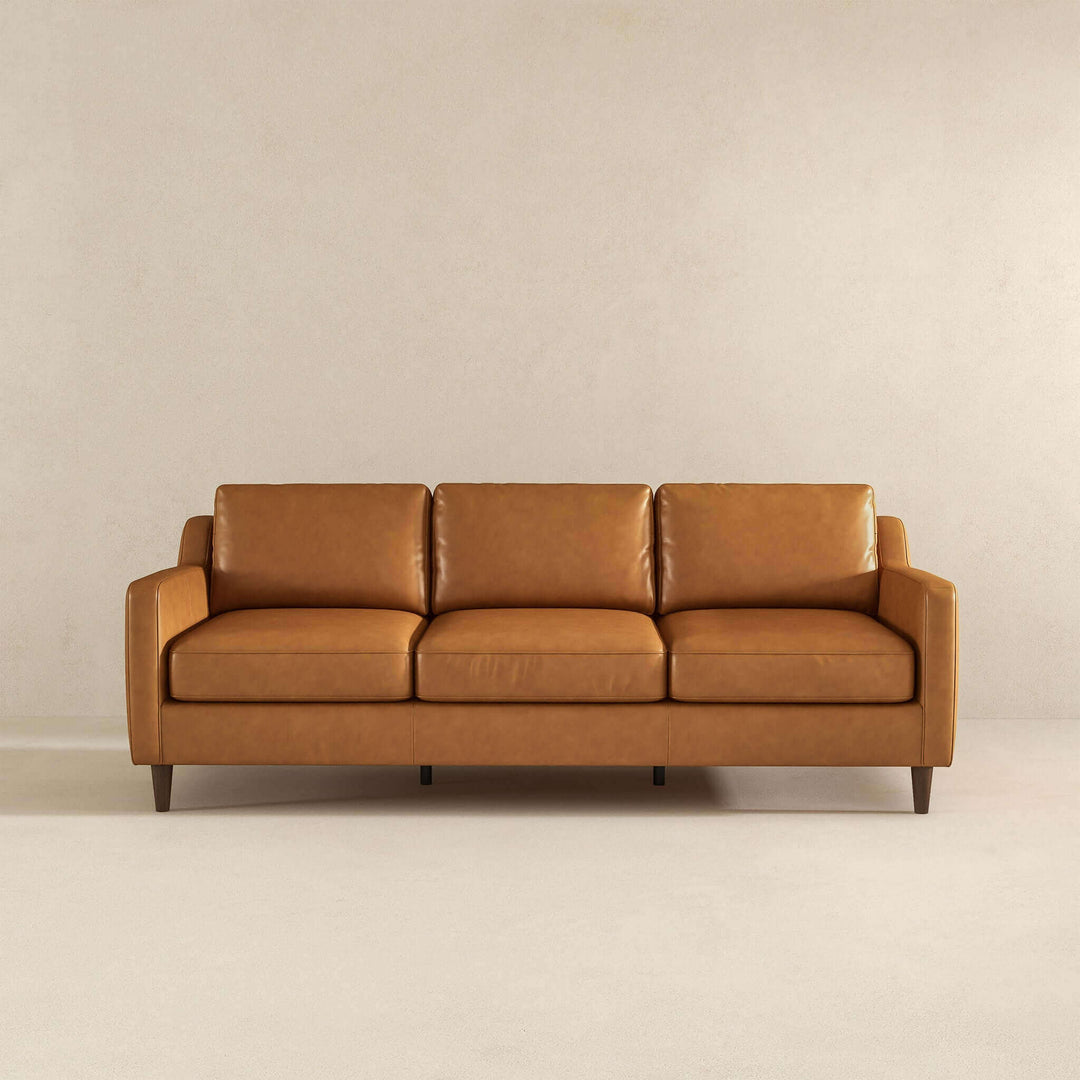 The Cooper Mid Century Modern Tan Leather Sofa Era and Style Inspired Home Décor 1