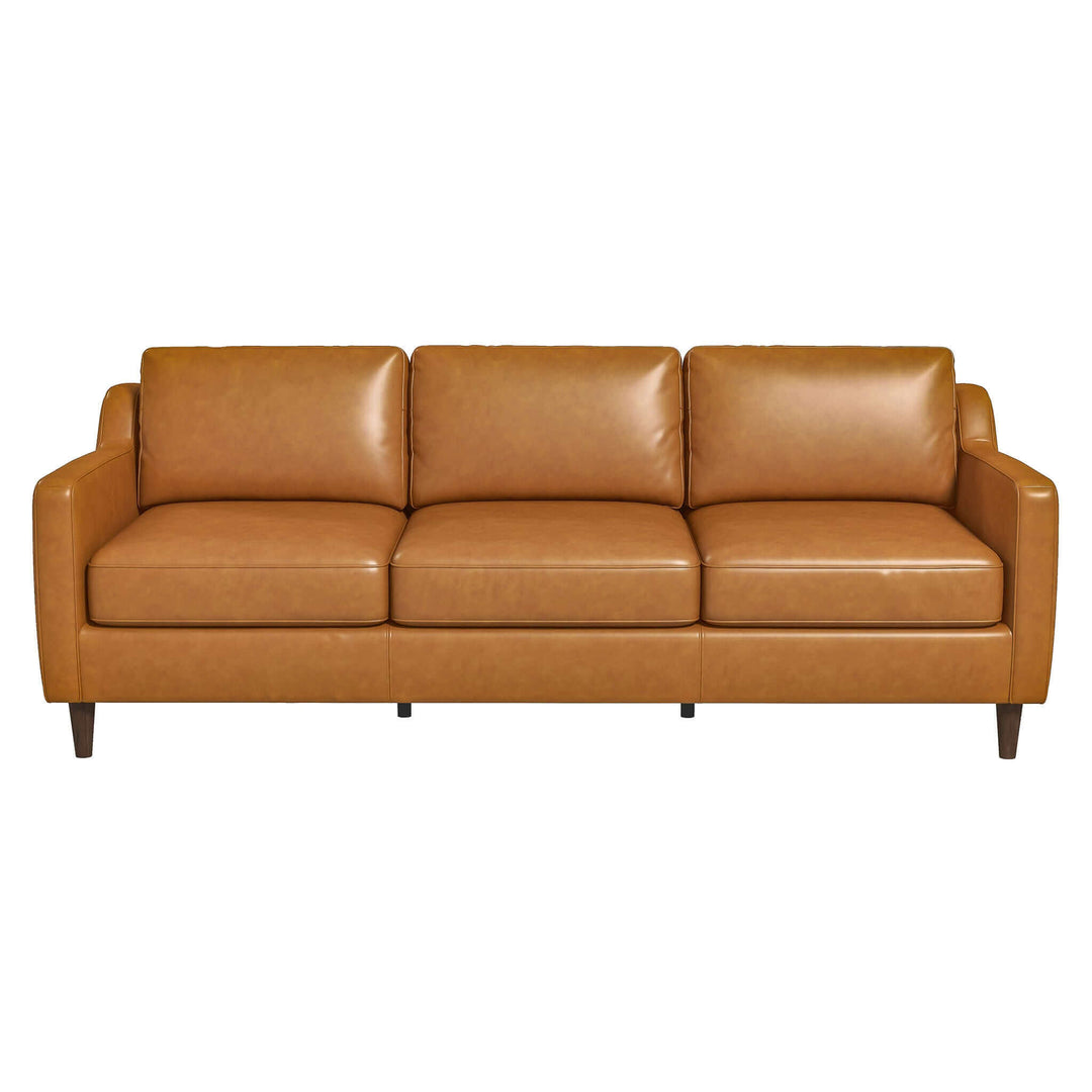 The Cooper Mid Century Modern Tan Leather Sofa Era and Style Inspired Home Décor 2