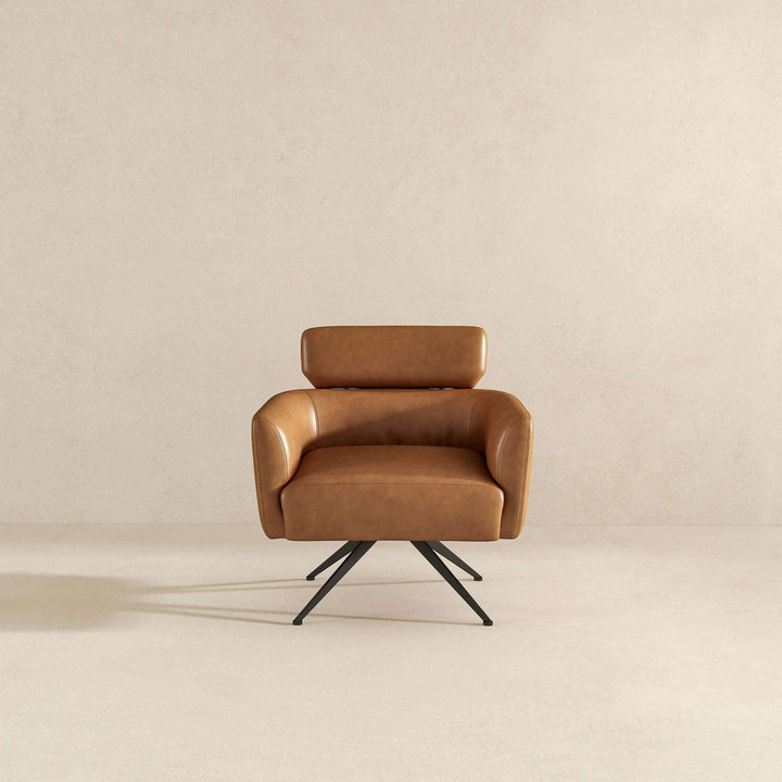 The Camila Tan Leather Lounge Chair Era and Style Inspired Home Décor 8