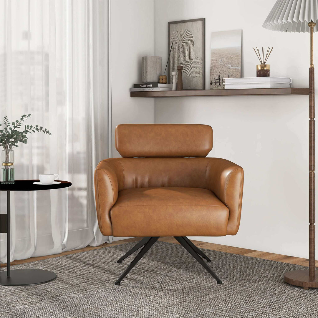 The Camila Tan Leather Lounge Chair Era and Style Inspired Home Décor 3