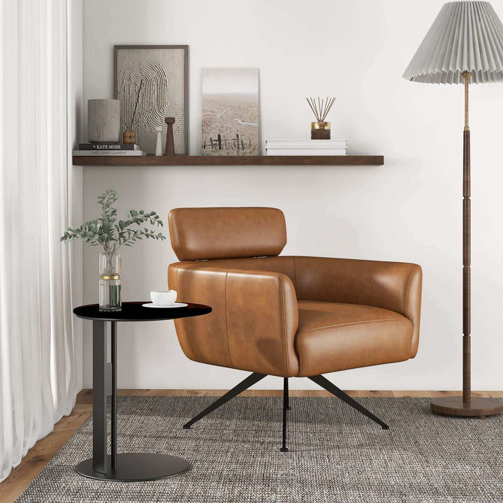 The Camila Tan Leather Lounge Chair Era and Style Inspired Home Décor 4