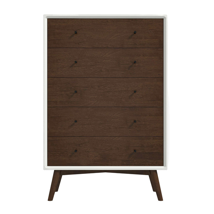 The Caroline Mid Century Modern Solid Wood White Dresser 5-Drawer Era and Style Inspired Home Décor 7