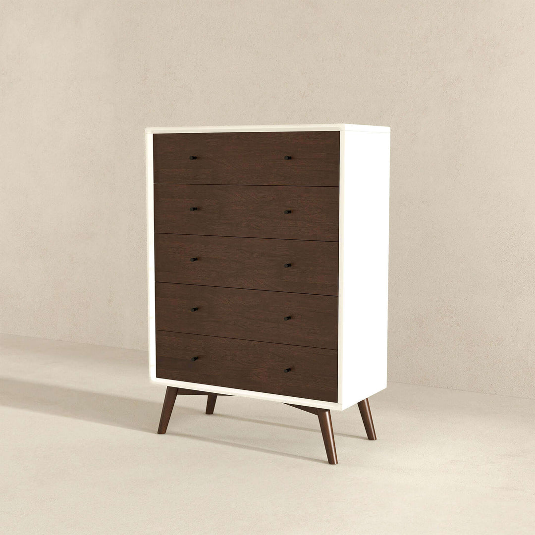 The Caroline Mid Century Modern Solid Wood White Dresser 5-Drawer Era and Style Inspired Home Décor 3