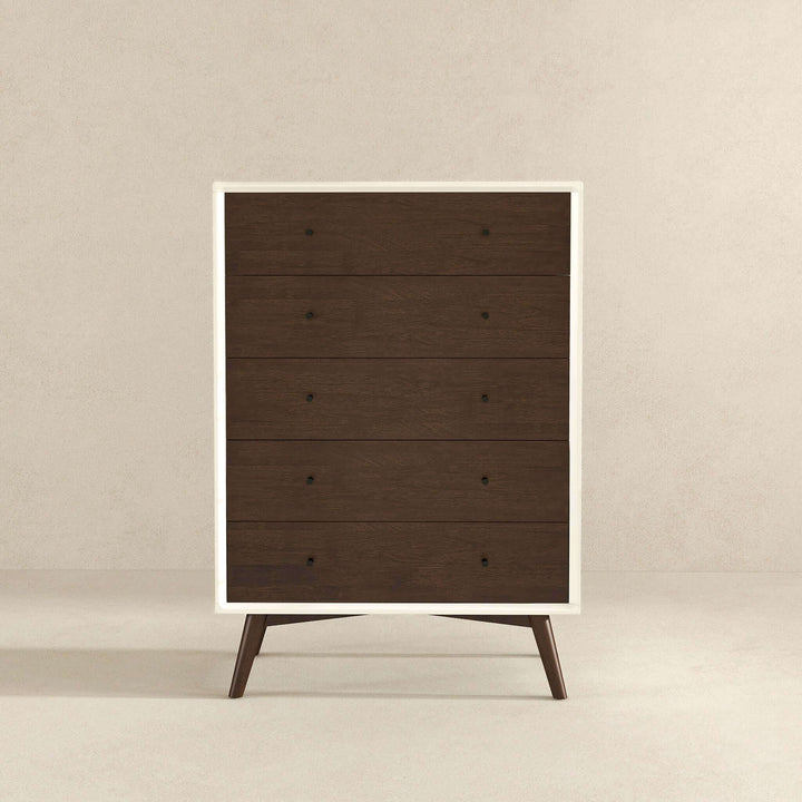 The Caroline Mid Century Modern Solid Wood White Dresser 5-Drawer Era and Style Inspired Home Décor 4