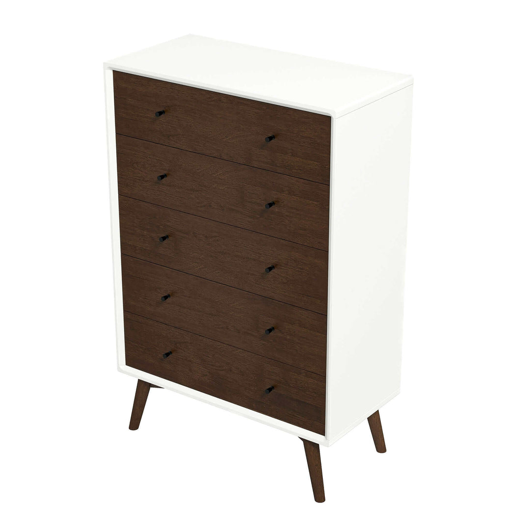 The Caroline Mid Century Modern Solid Wood White Dresser 5-Drawer Era and Style Inspired Home Décor 6