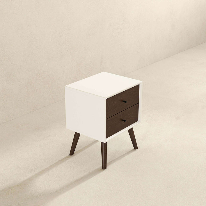 The Caroline Mid Century Modern Style White Night Stand 2-Drawer Era and Style Inspired Home Décor 3