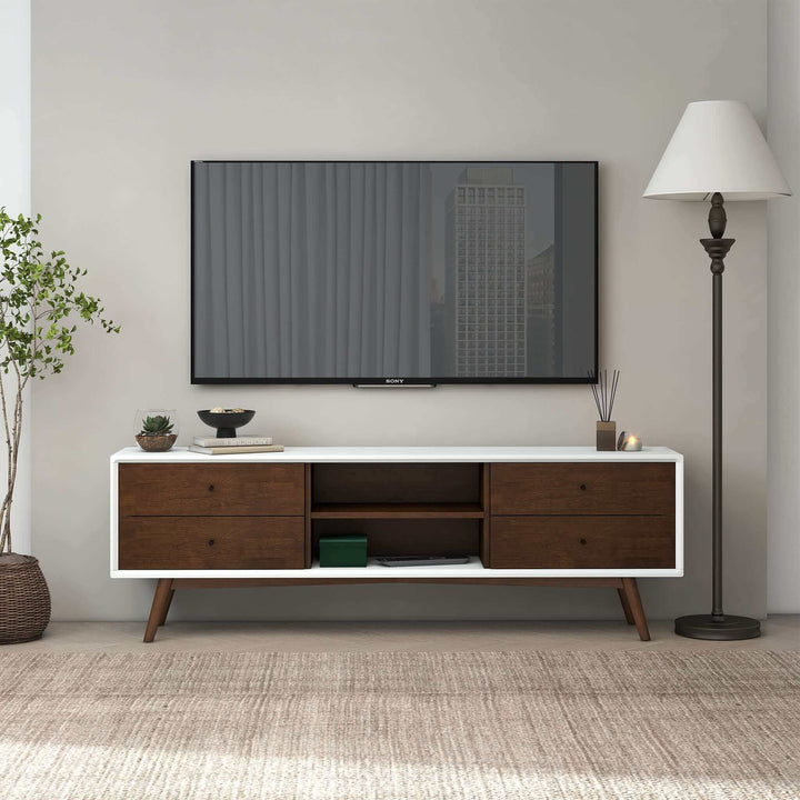 The Caroline Walnut White TV Stand Up To 72" Era and Style Inspired Home Décor 4