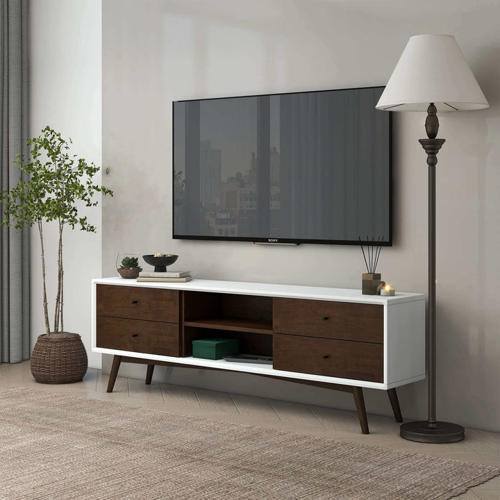 The Caroline Walnut White TV Stand Up To 72" Era and Style Inspired Home Décor 1