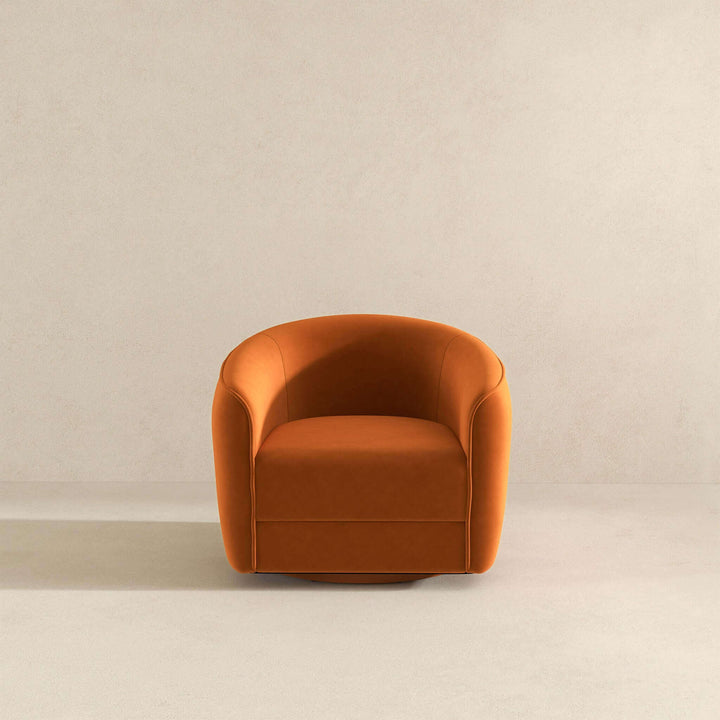 The Elise Mid Century Modern Burnt Orange Velvet Swivel Chair Era and Style Inspired Home Décor 3