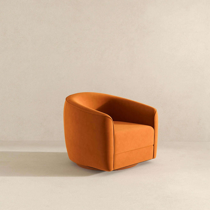 The Elise Mid Century Modern Burnt Orange Velvet Swivel Chair Era and Style Inspired Home Décor 6