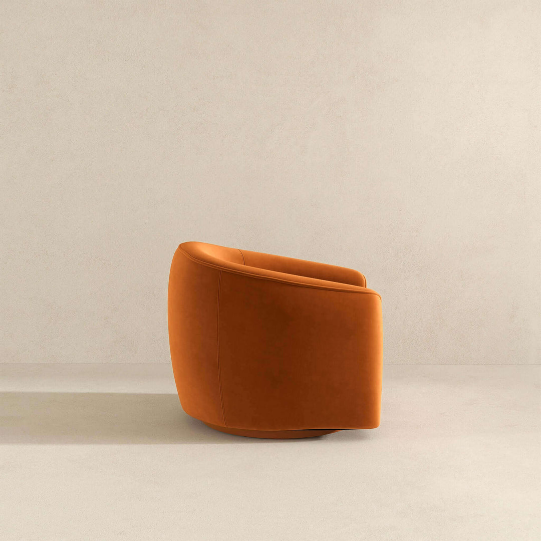 The Elise Mid Century Modern Burnt Orange Velvet Swivel Chair Era and Style Inspired Home Décor 5