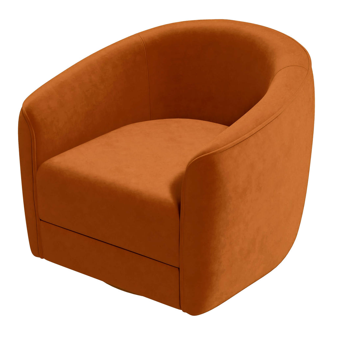 The Elise Mid Century Modern Burnt Orange Velvet Swivel Chair Era and Style Inspired Home Décor 7