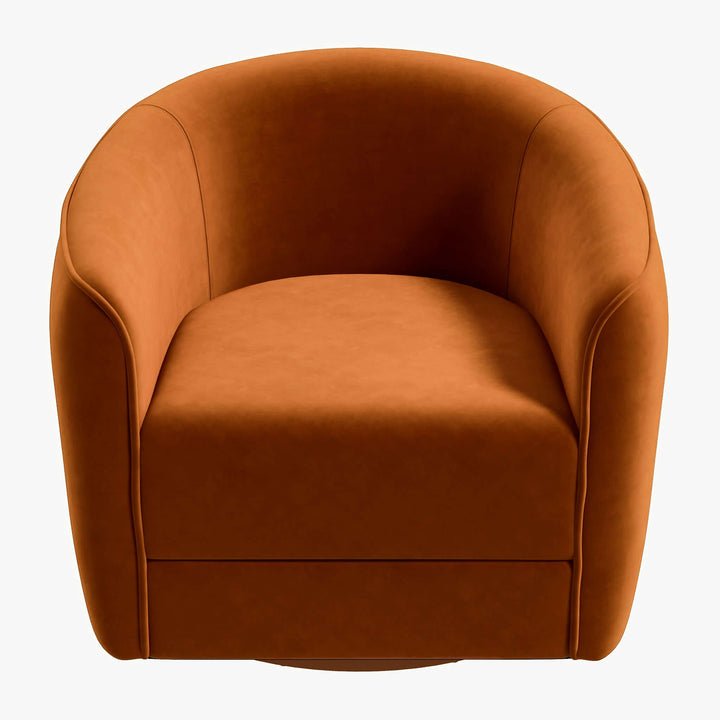 The Elise Mid Century Modern Burnt Orange Velvet Swivel Chair Era and Style Inspired Home Décor 8