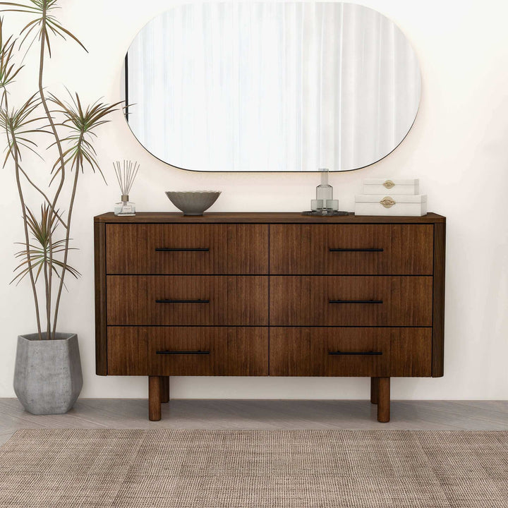 The Logan Mid Century Modern Walnut Dresser With 6 Drawers Era and Style Inspired Home Décor 4