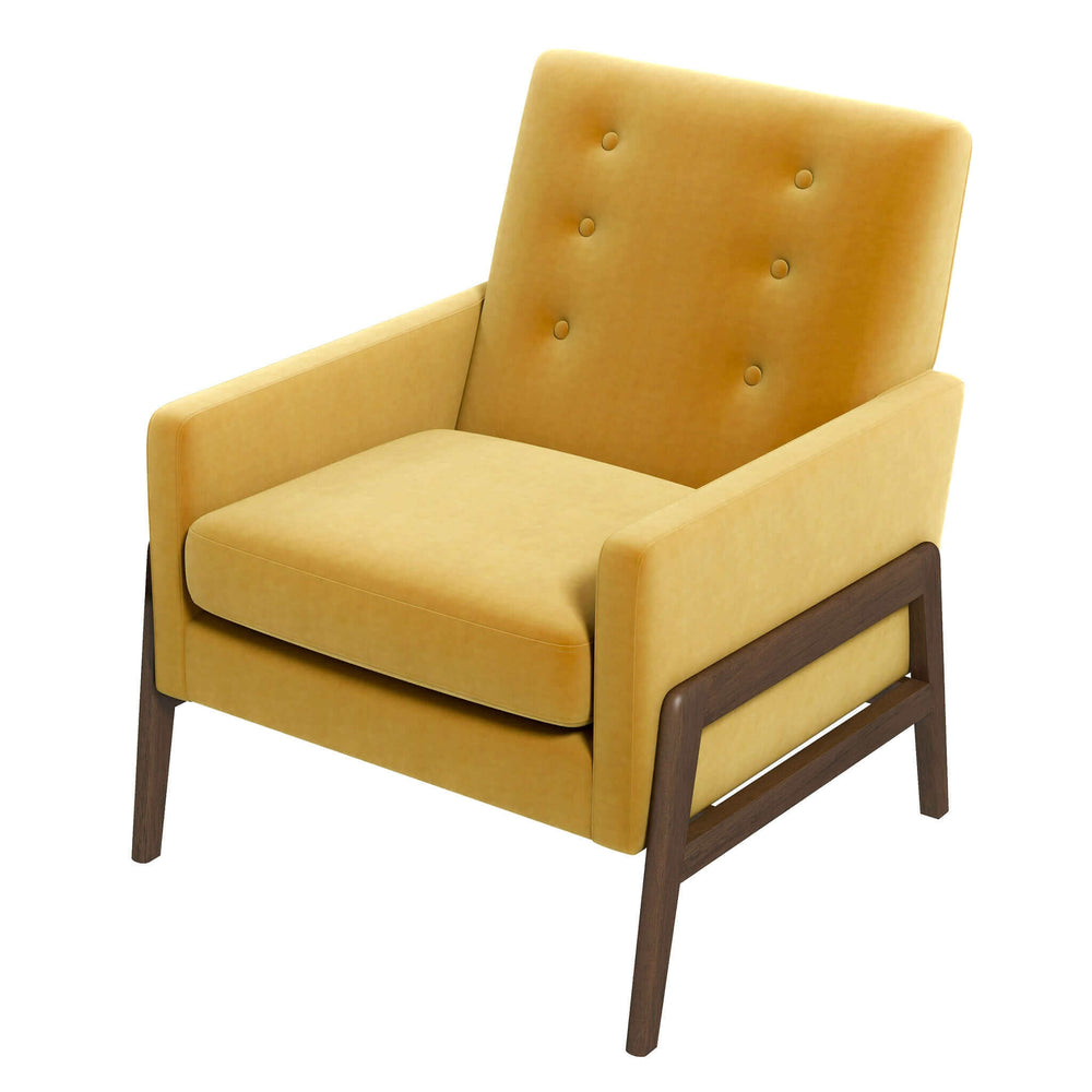 The Cole Solid Wood Dark Yellow Velvet Lounge Chair Era and Style Inspired Home Décor 2