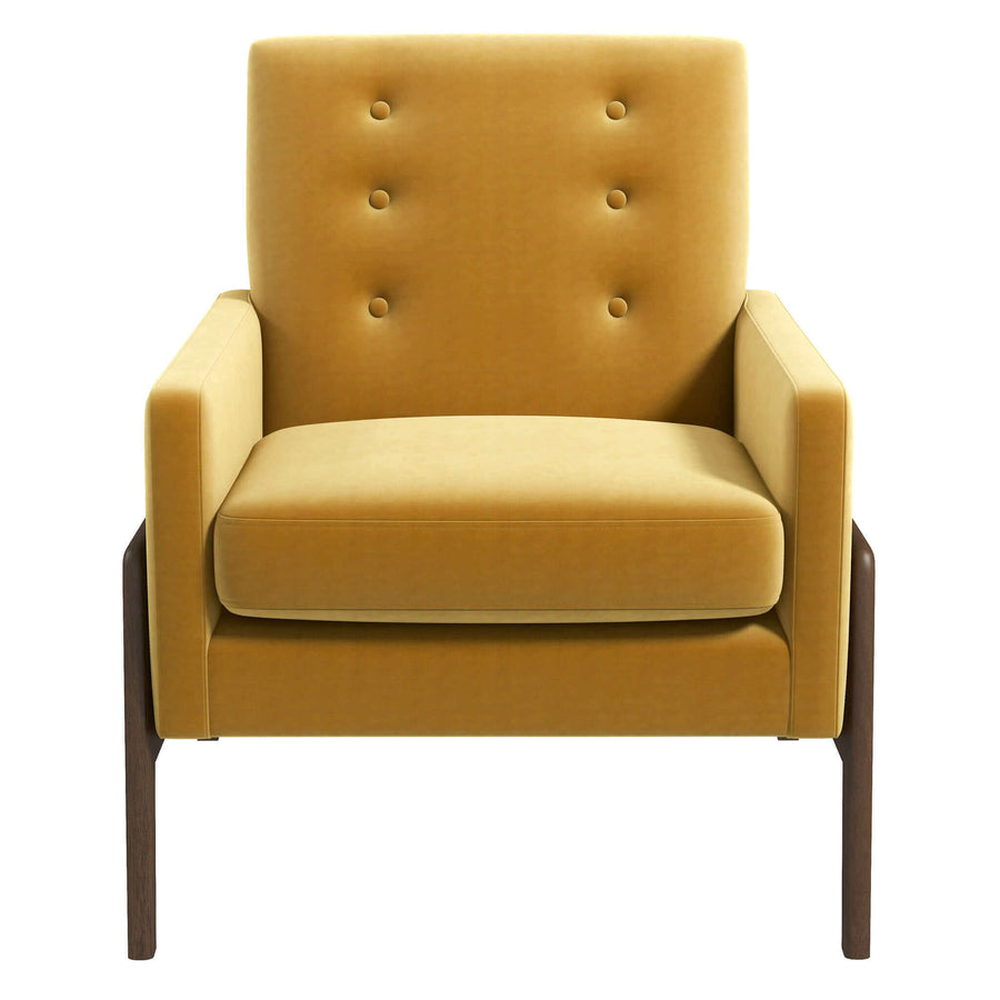 The Cole Solid Wood Dark Yellow Velvet Lounge Chair Era and Style Inspired Home Décor 1