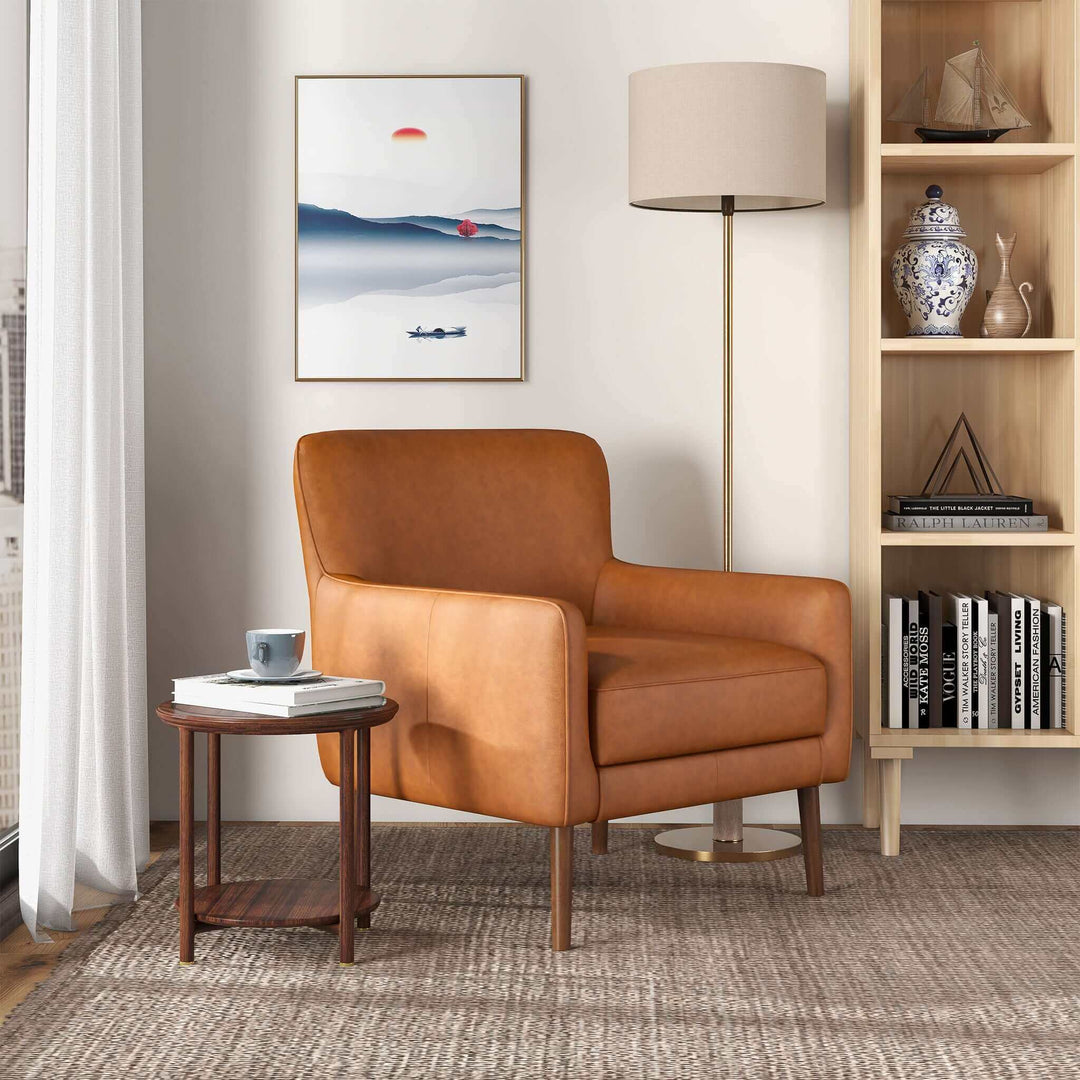 The Claire Genuine Leather Lounge Chair In Tan Era and Style Inspired Home Décor 4