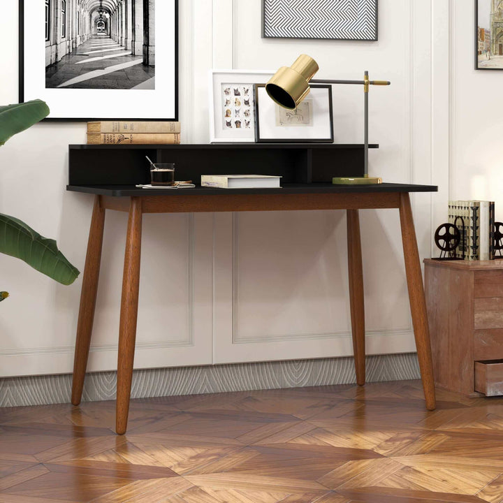 The Hayley Rectangular Solid Wood Desk In Black Era and Style Inspired Home Décor 7