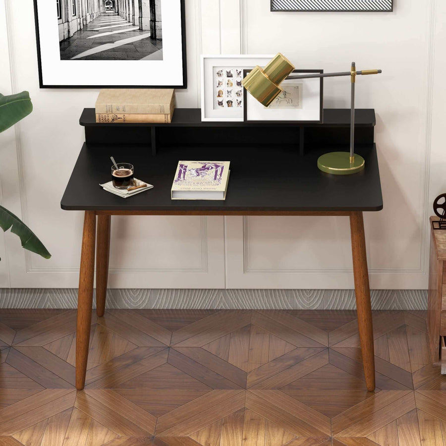 The Hayley Rectangular Solid Wood Desk In Black Era and Style Inspired Home Décor 1