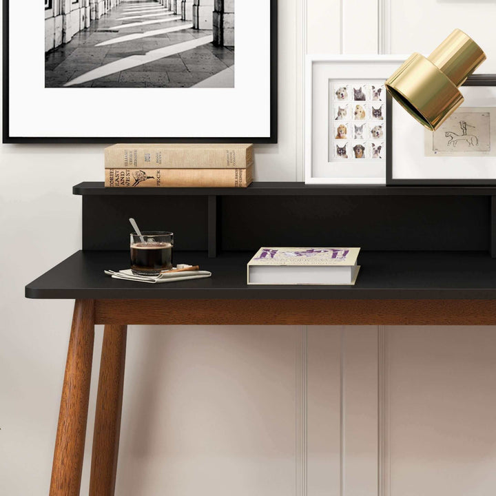 The Hayley Rectangular Solid Wood Desk In Black Era and Style Inspired Home Décor 4