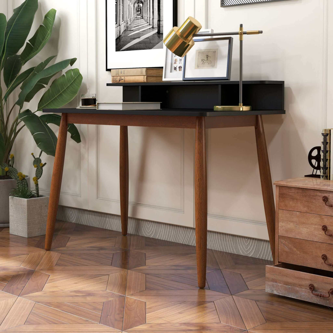 The Hayley Rectangular Solid Wood Desk In Black Era and Style Inspired Home Décor 5