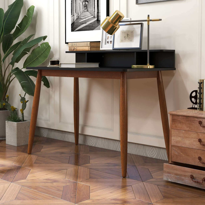 The Hayley Rectangular Solid Wood Desk In Black Era and Style Inspired Home Décor 5