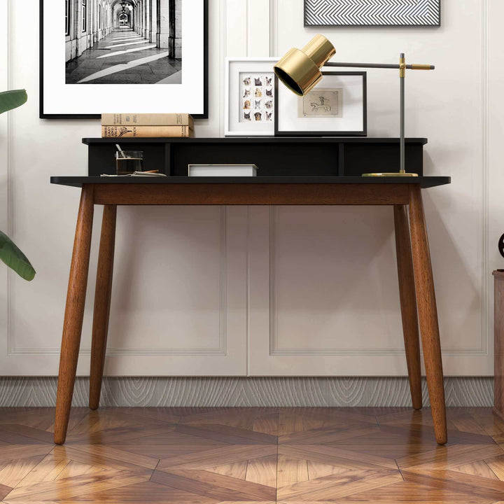 The Hayley Rectangular Solid Wood Desk In Black Era and Style Inspired Home Décor 6