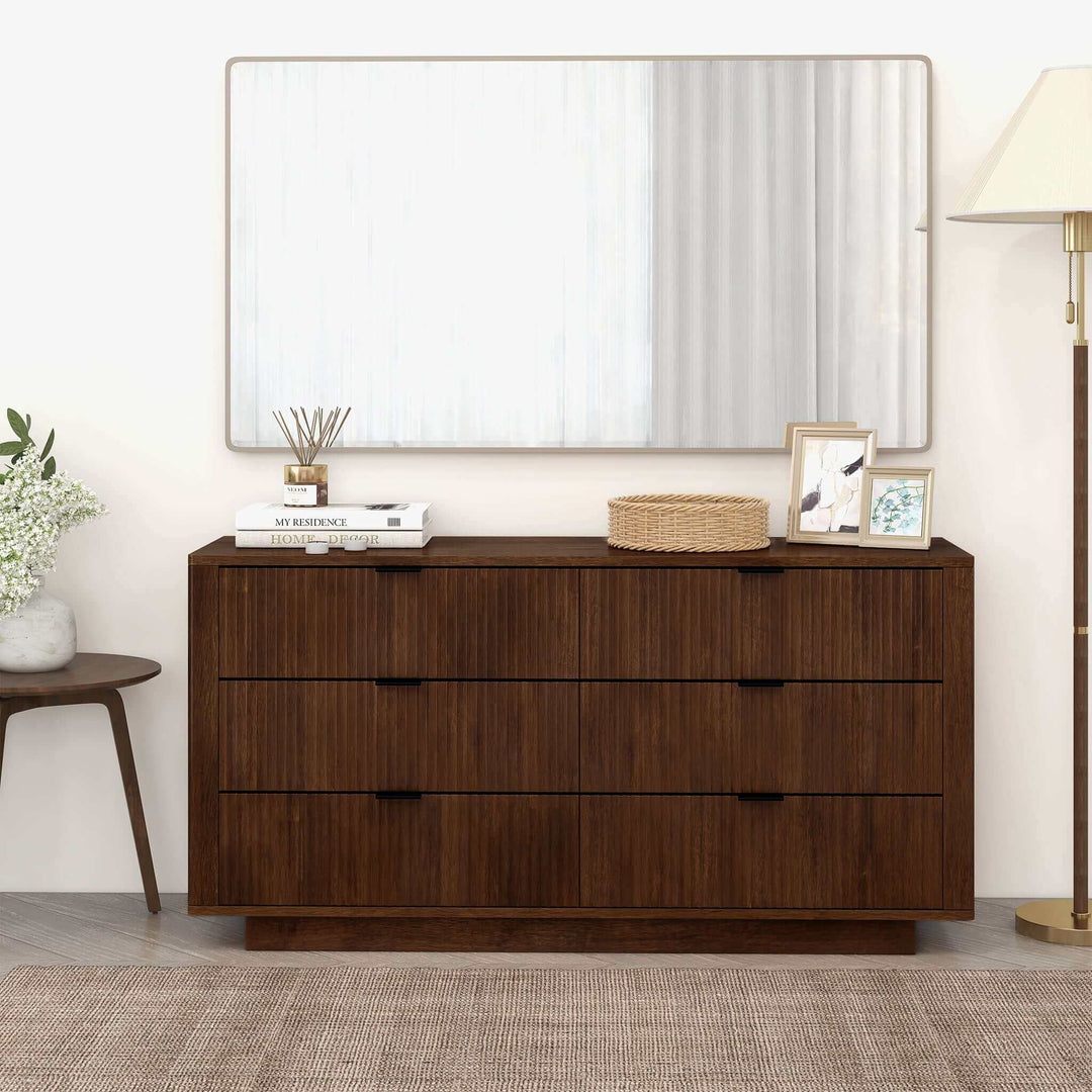 The Lola Mid Century Modern Walnut Dresser With 6 Drawers Era and Style Inspired Home Décor 1