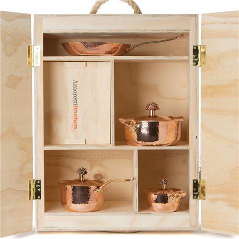 11-Piece Copper Cookware Set with Flower Lids