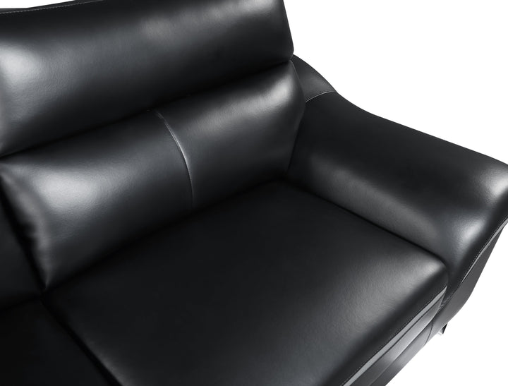 Genuine Leather Black Loveseat