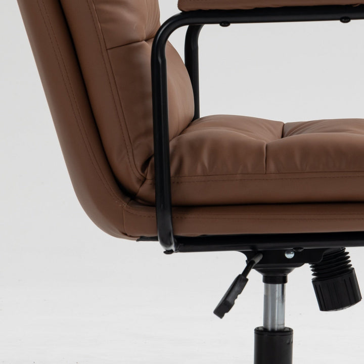 Ergonomic Faux Leather Office Chair in Classic Brown