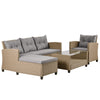 4-Piece Outdoor Beige Rattan Patio Furniture Set