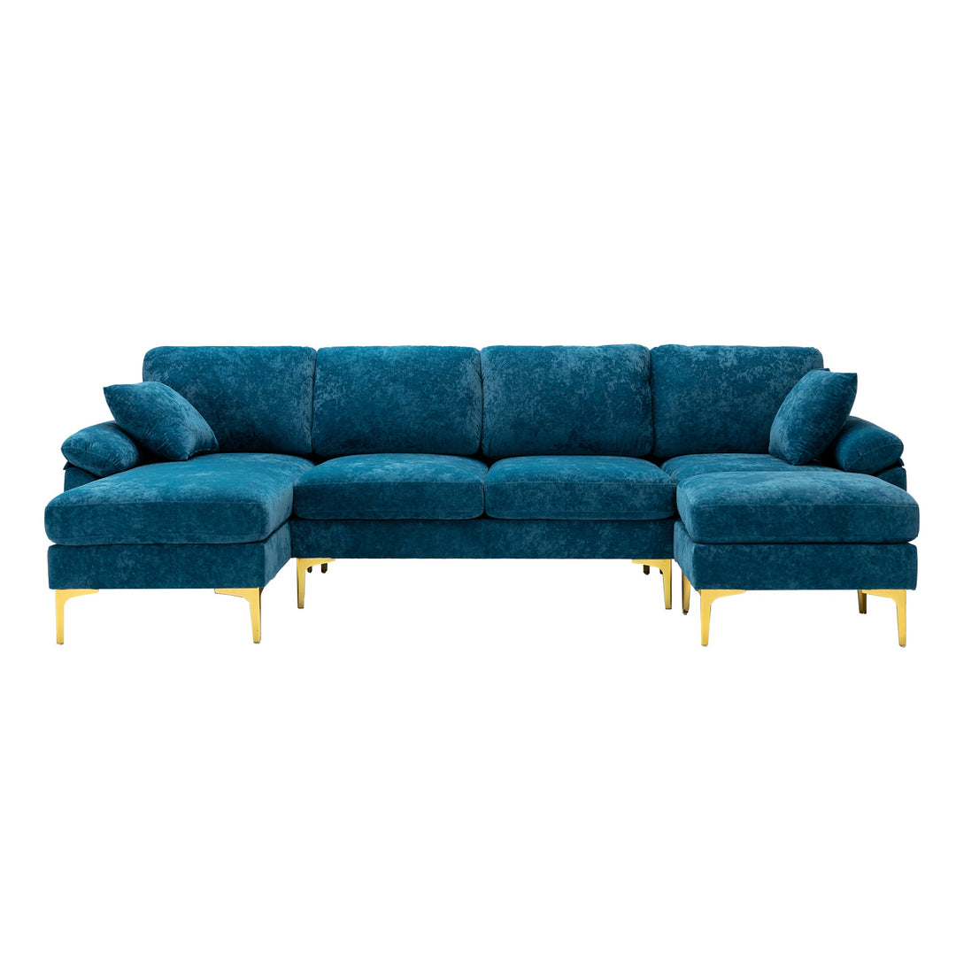 Chic Teal Blue U-Shape Sectional Sofa