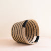 Handcrafted Black + Natural Striped Tapered Basket - Modern Baskets