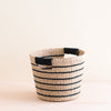 Handcrafted Black + Natural Striped Tapered Basket - Modern Baskets