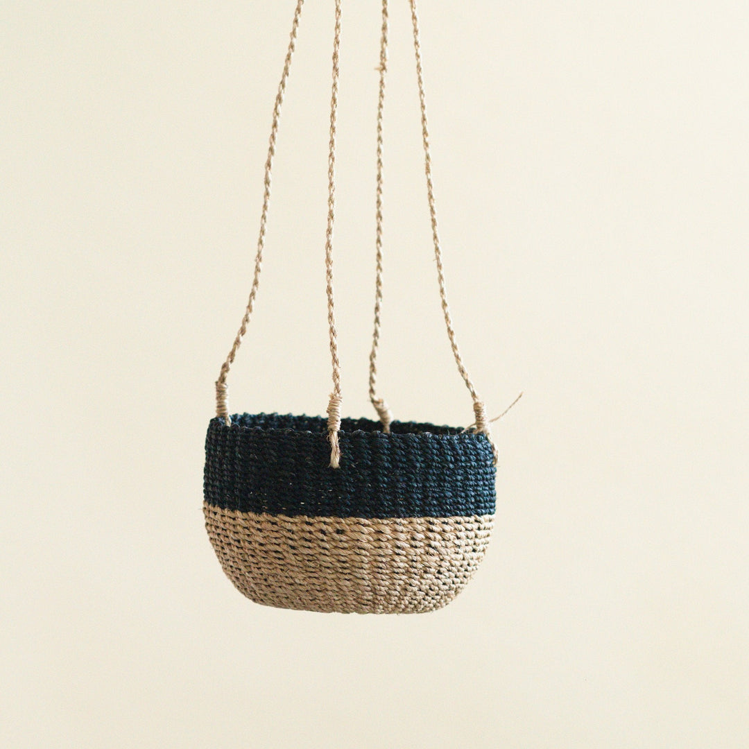 Natural + Black Colorblock Hanging Planter - Hanging Basket | LIKHÂ by LIKHÂ