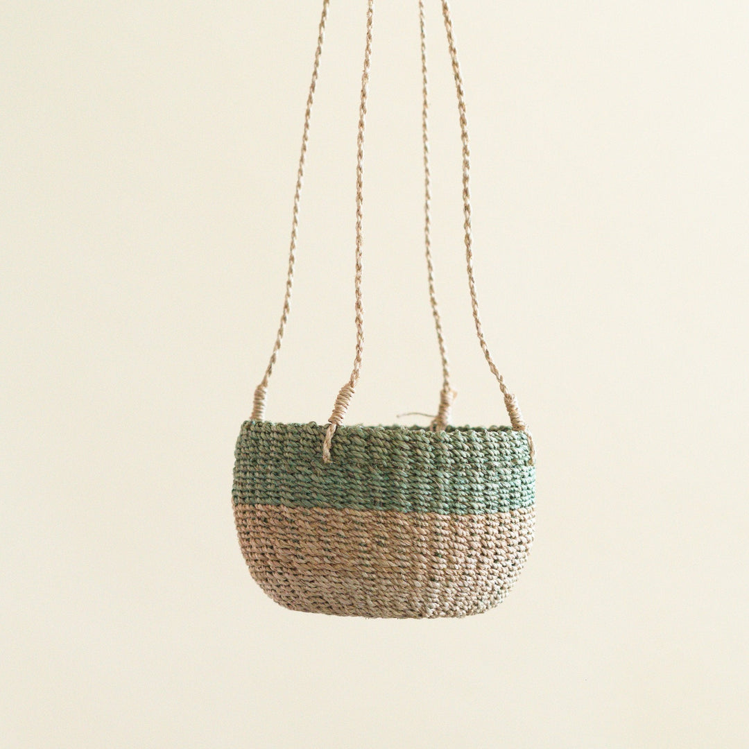 Natural + Sage Hanging Planter - Hanging Basket for Plants