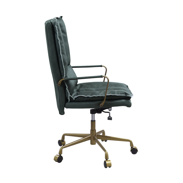 ACME Tinzud Dark Green Top Grain Leather Office Chair