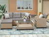 4-Piece Outdoor Beige Rattan Patio Furniture Set