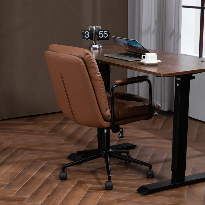 Ergonomic Faux Leather Office Chair in Classic Brown