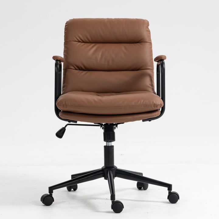 Ergonomic Faux Leather Office Chair in Classic Brown