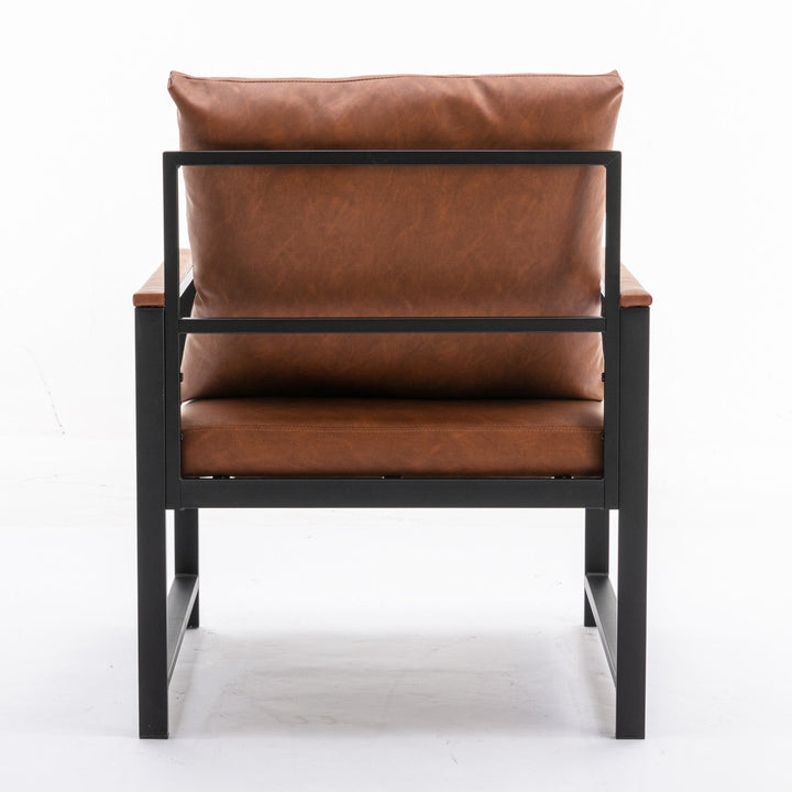 Faux Leather Accent Chair with Metal Frame