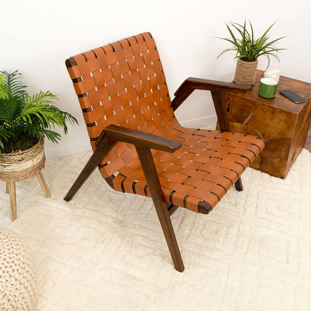 The David Genuine Leather Teak Lounge Chair Era and Style Inspired Home Décor 8