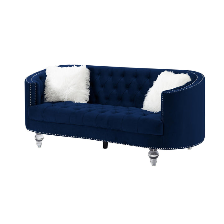 Navy Blue Velvet Living Room Sofa