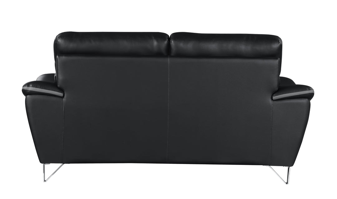 Genuine Leather Black Loveseat