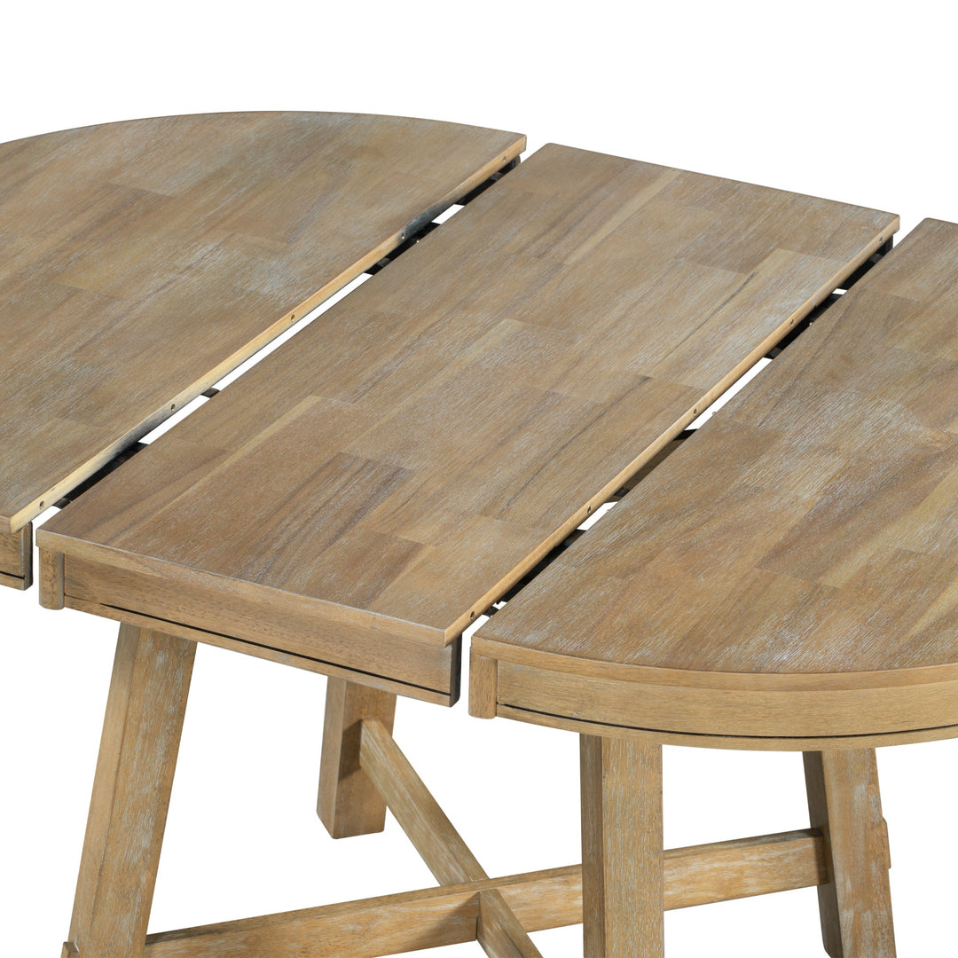 Rustic Planked Top Farmhouse Dining Table with Adjustable Length