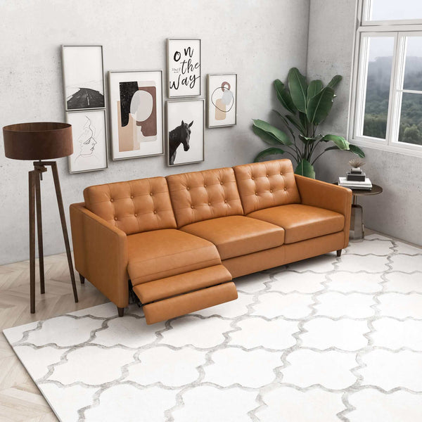 The Christopher Tan Leather Electric Inclining Sofa Left Facing Era and Style Inspired Home Décor 1