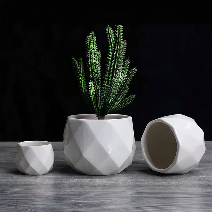 Ceramic Diamond-Round Planters Set of 3