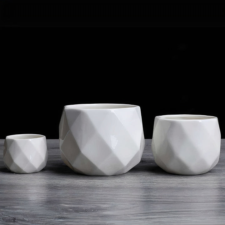 Ceramic Diamond-Round Planters Set of 3